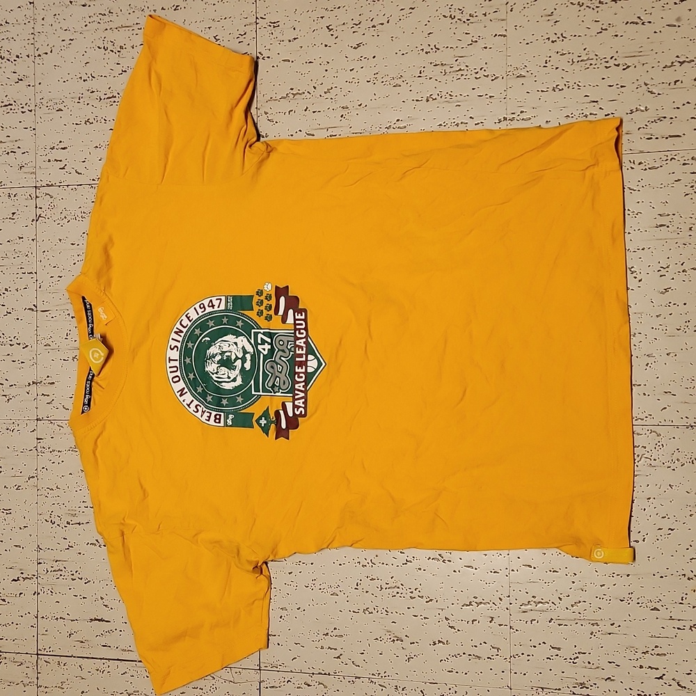 LRG Mustard Yellow Savage League Crewneck T-Shirt Vintage Y2K